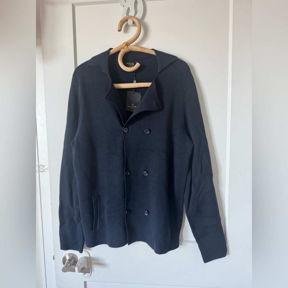NWT massimo dutti Navy Double-Breasted knit cardigan